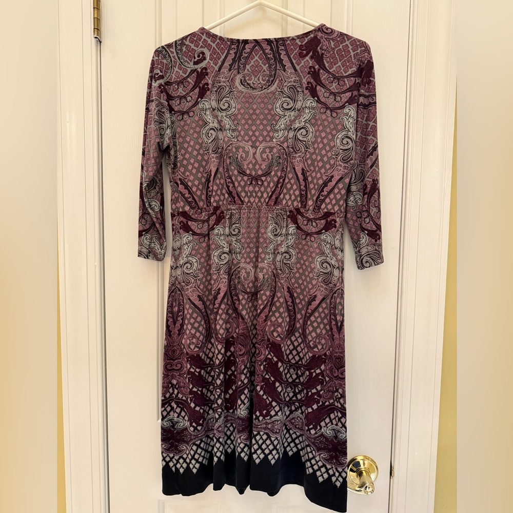 Soma Three Quarter Sleeve Dress in Purple and Black - Picture 2 of 3